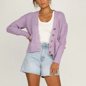 Lavender Knit Button Front Cardigan